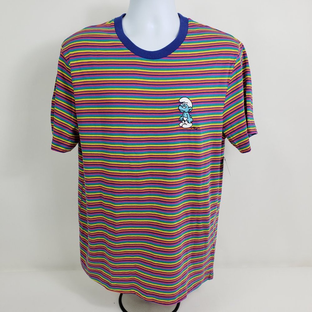 The Smurfs Stripped Colorful  T-Shirt Short Sleeve